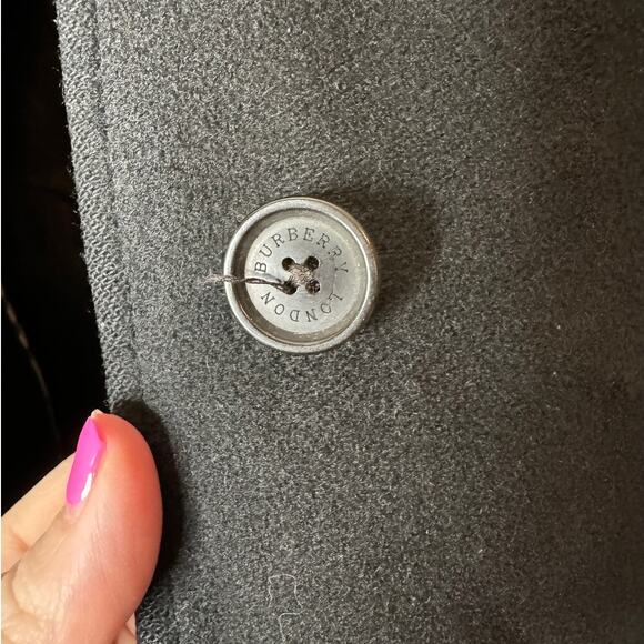 Burberry London Women UK 14 US 12 Black Wool Cashmere Stand Collar Long Coat - Picture 7 of 16